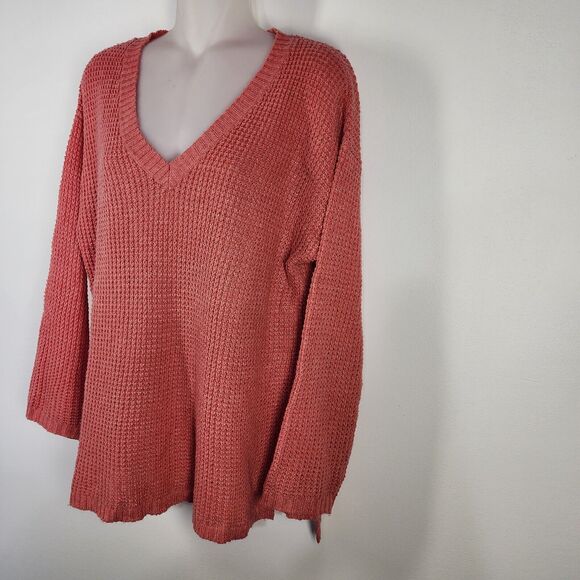 J. Jill Womens Sweater Size XS Pink Knit V Neck Wool Blend Yak Hair Textured - Picture 5 of 9